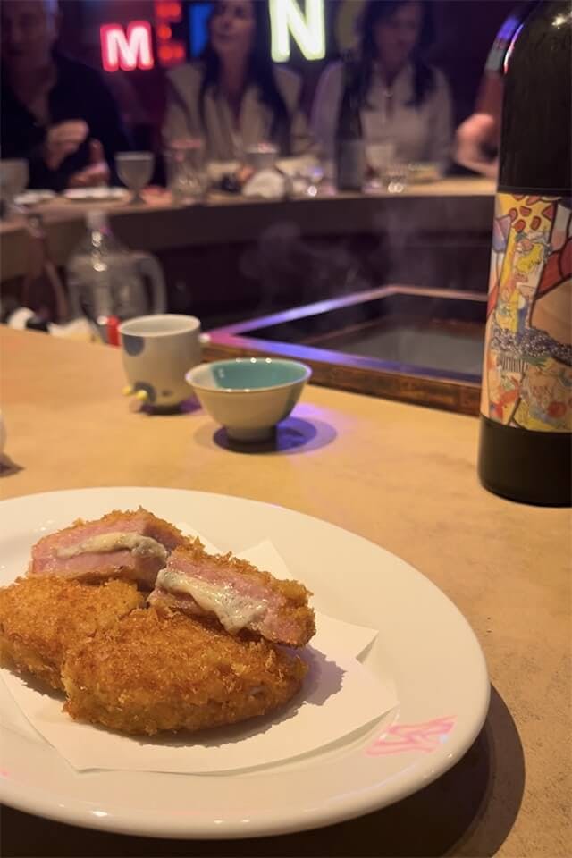 Their fried ham and cheese cutlet is featured in Chiba’s book, “Sake Pairing.”